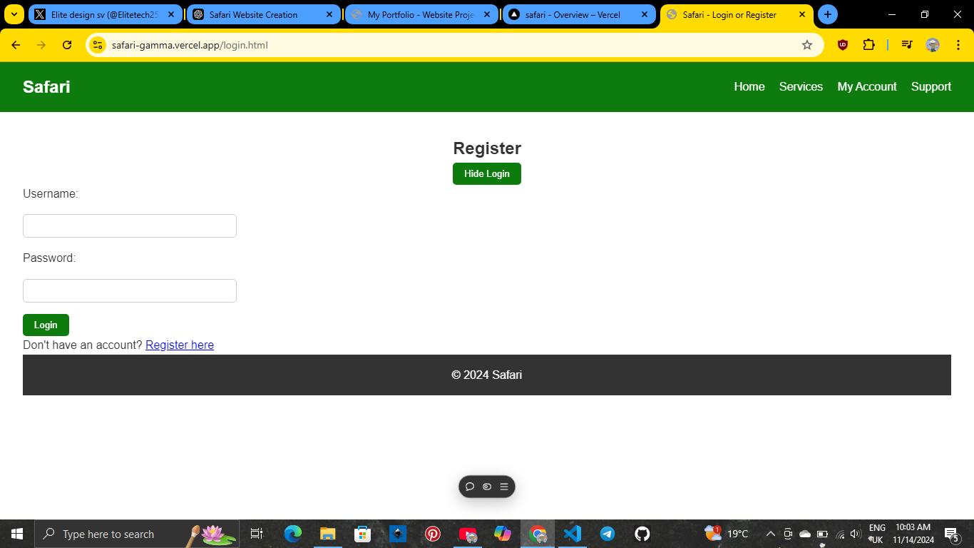 Final look of the website